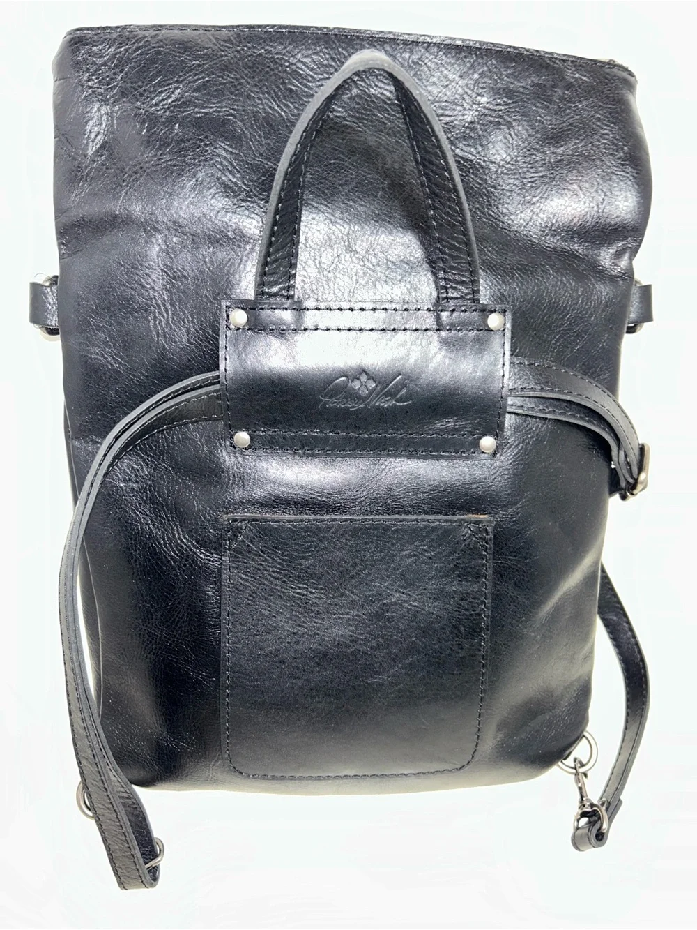Patricia Nash Luzille Convertible Black Leather Backpack Crossbody Shoulder Bag